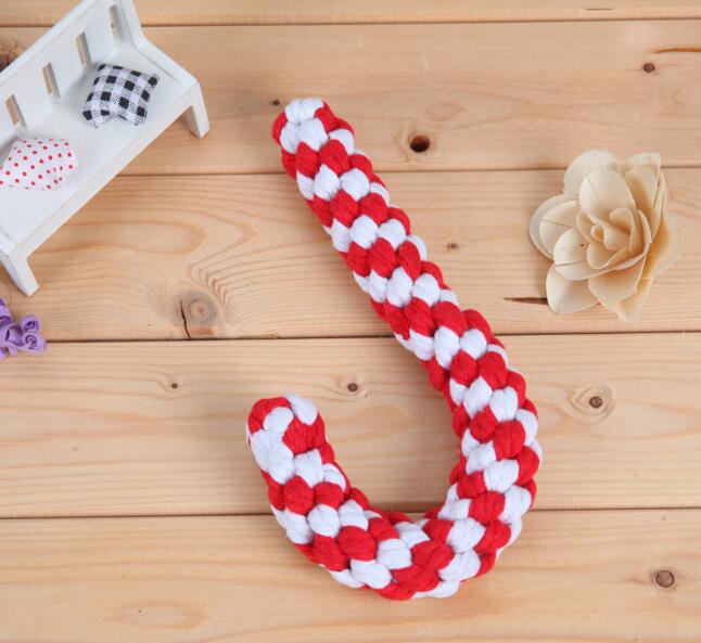 1pcs Cotton rope crutches Christmas series pet toys dog teeth cleaning and molar toys