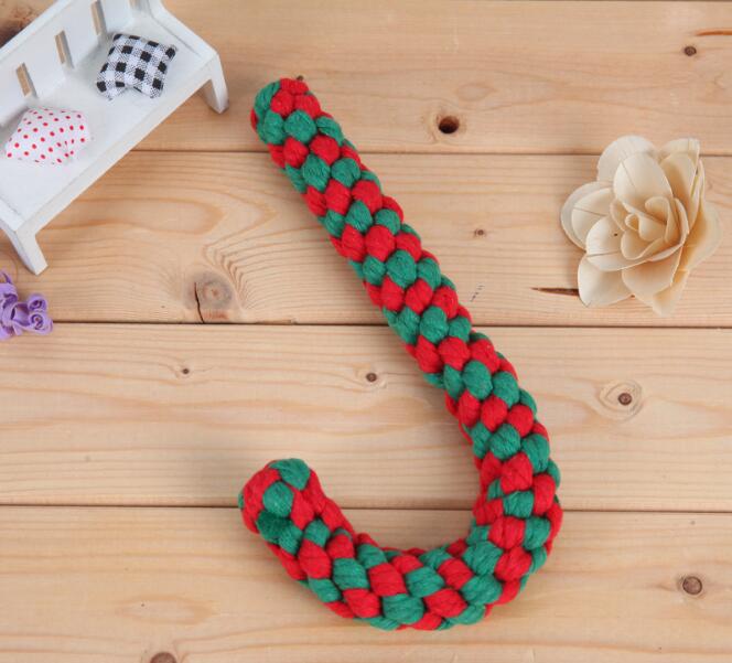 1pcs Cotton rope crutches Christmas series pet toys dog teeth cleaning and molar toys