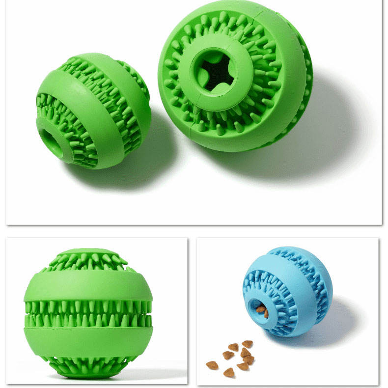 Pet Ball Natural Rubber Teeth Cleaning Small Medium Puzzle IQ Leakage Food Dog Toy Ball