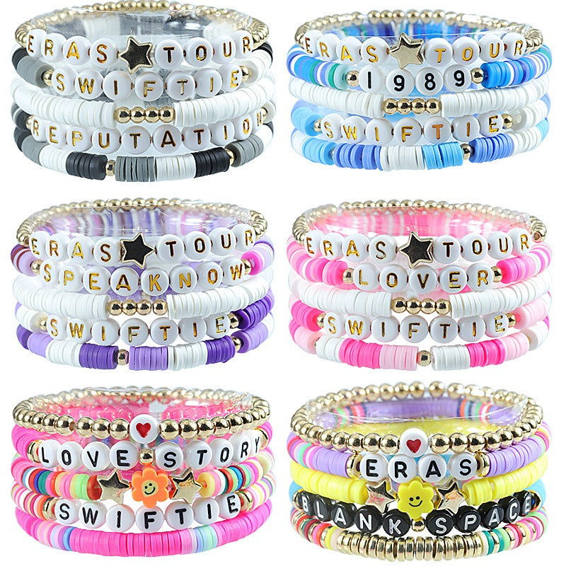 Taylor Fan Bracelet Elastic Personalized Colorful Letter Multi layered Beaded Handicraft Set