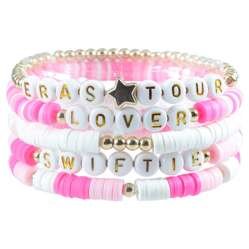 Taylor Fan Bracelet Elastic Personalized Colorful Letter Multi layered Beaded Handicraft Set