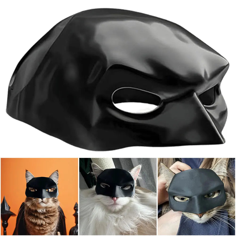 Bat Cat Avenger Mask Creative Black Cat Bat Mask Handmade Half Face Cat Mask Decorative Cat Mask for Halloween Cosplay