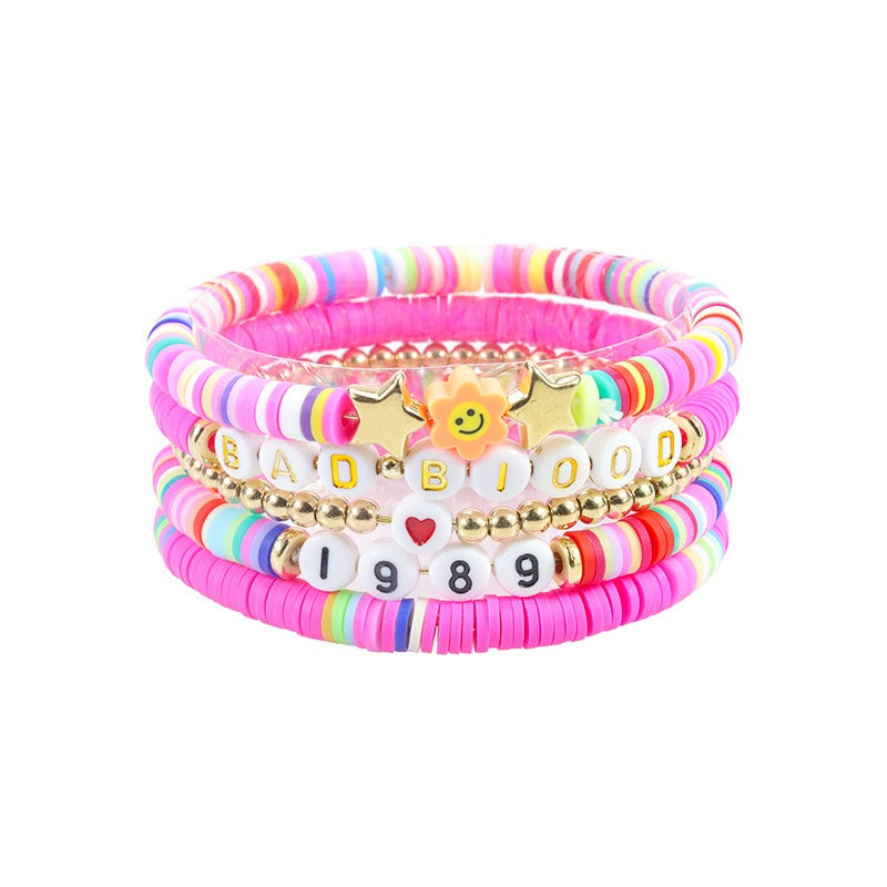 Taylor Fan Bracelet Elastic Personalized Colorful Letter Multi layered Beaded Handicraft Set