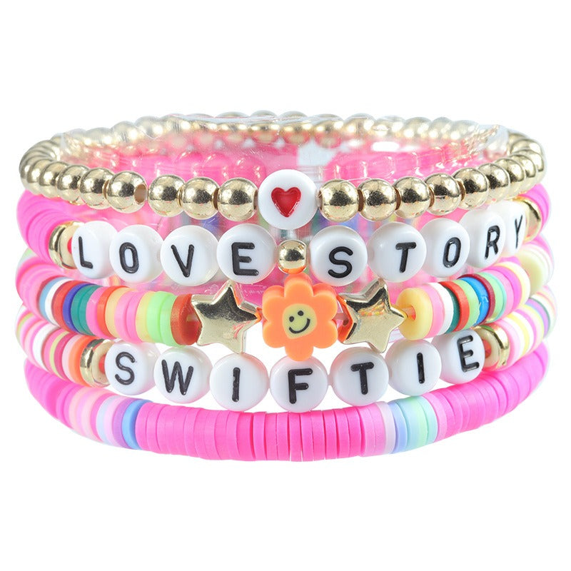 Taylor Fan Bracelet Elastic Personalized Colorful Letter Multi layered Beaded Handicraft Set