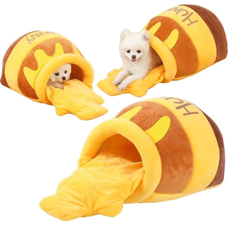 Disney Winnie The Pooh Pet Nest Cartoon Stuffed Cat Beds Dogs Sleepping Mats Winter Warm thicken Canned Honey Pets House Caves