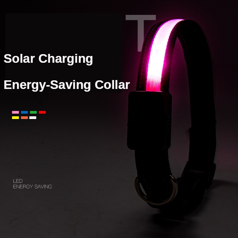 LED solar luminous collar charging flash collar Teddy luminous neck rope pet supplies dog collar accessories