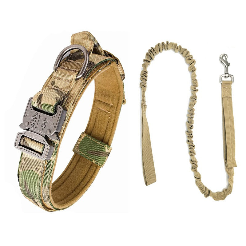 Tactical Dog Collar Thickened, Thick, and Strong Medium to Large Dog Neck Collar Golden Hair De Mu Traction Rope Chain