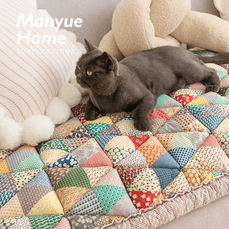 Vintage countryside ins pure cotton cotton Mantou sofa cushion anti slip thickened cat scratch resistant machine washable