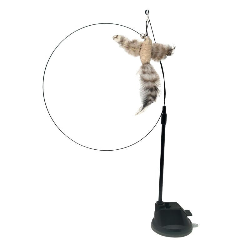 Funny Simulation Bird Interactive Cat Toy with Super Suction Cup Feather Bird for Kitten Play Chase Exercise Cat Toy Supplies