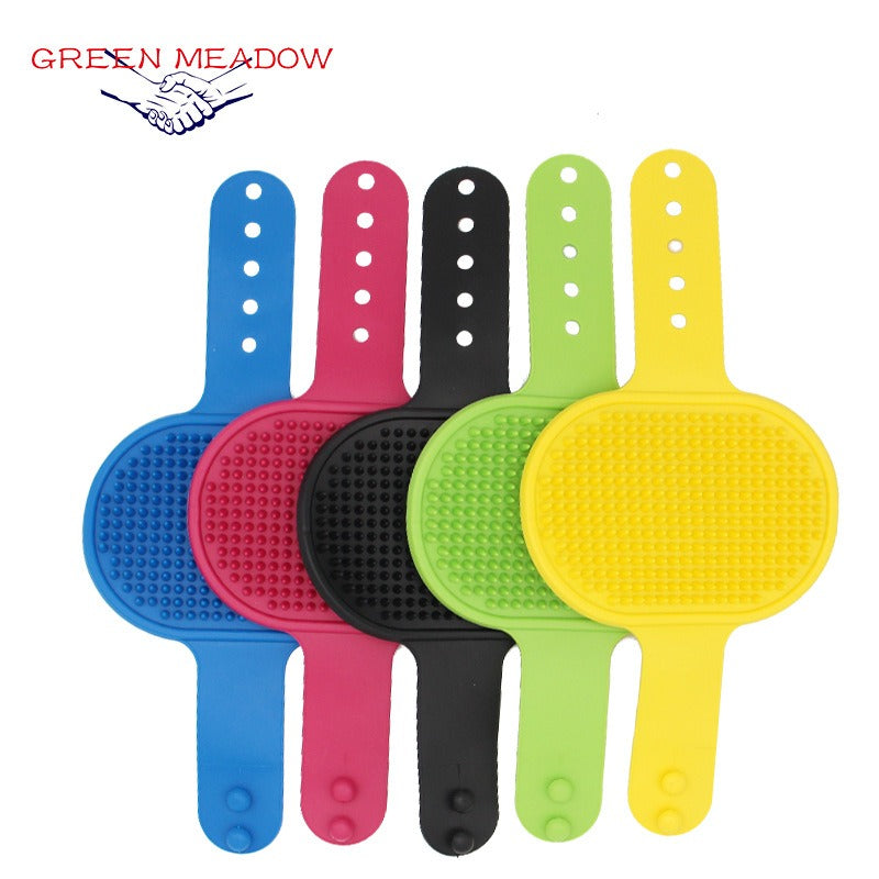 Silicone Pet Grooming Brush for Bathing Massage Brush Rubber Shampoo Comb with Adjustable Ring