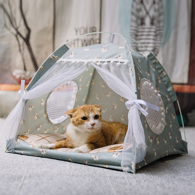 Cat Nest Summer Cat Tent Cat House Semi enclosed Pet Bed Four Seasons Dog Nest Villa Bed Supplies