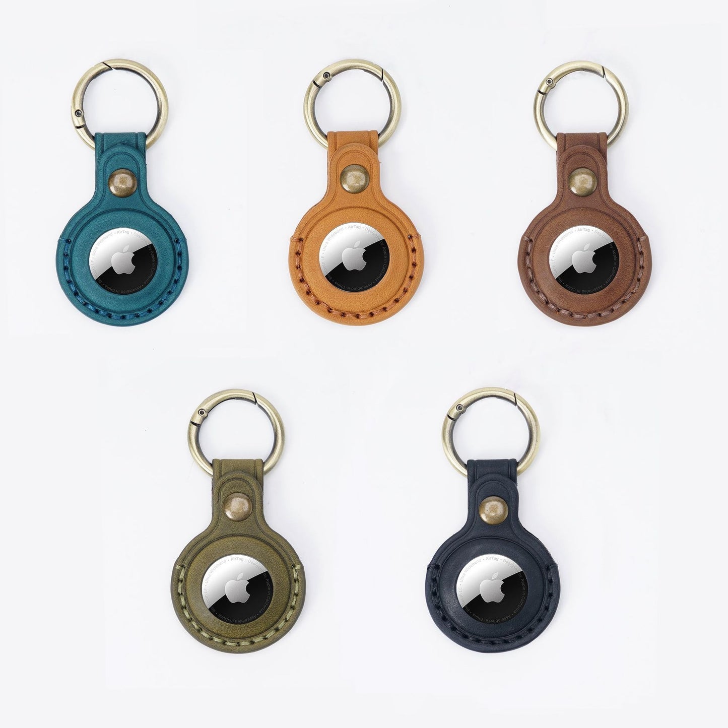 Suitable for Apple Airtag protective case, cowhide pet anti loss keychain, positioning tracker leather case