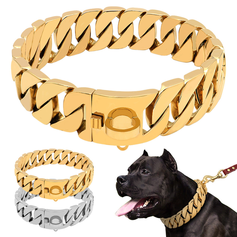 32mm Stainless Steel Dog Collar Dog Necklace Gold Dog Chain Fierce Dog Castro Bully Doberman Bulldog Dog Chain