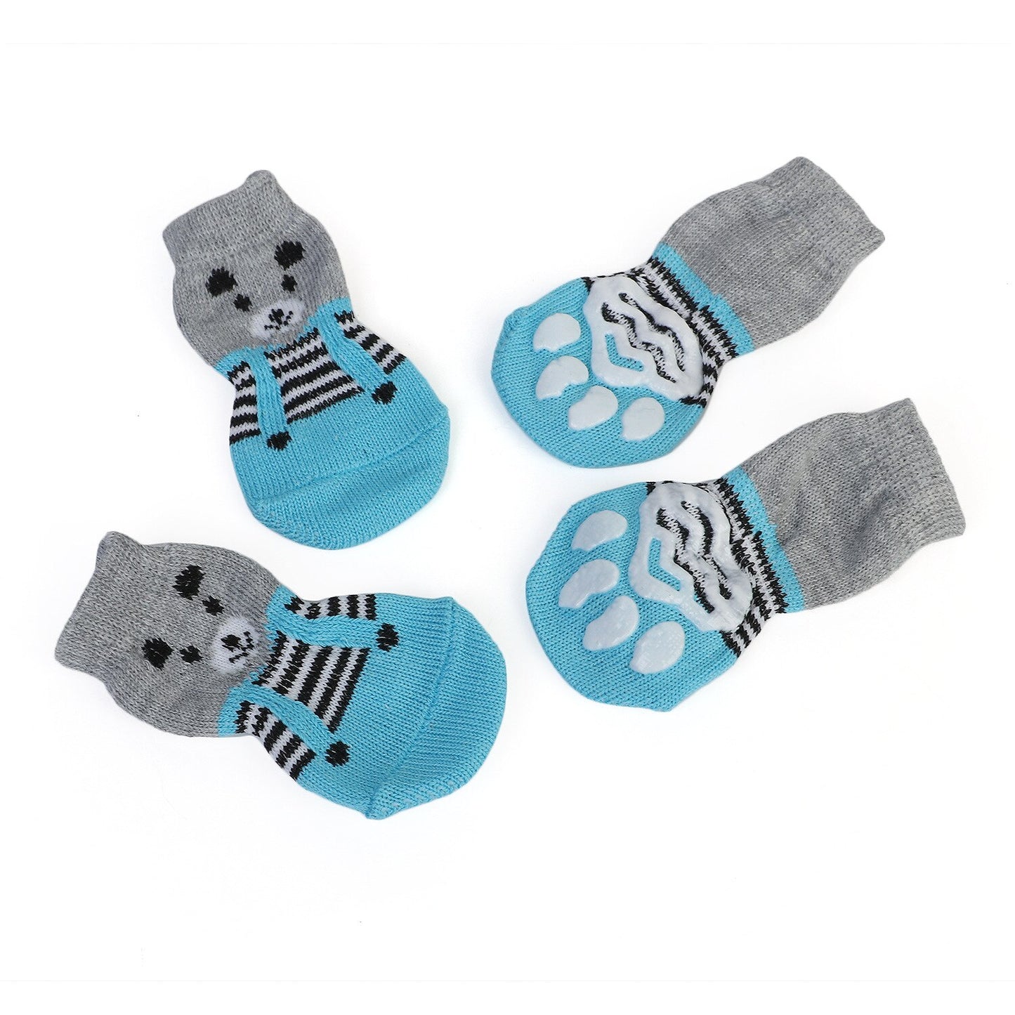 4pcs/set Dog Shoes Lovely Warm Dog Socks Winter Anti-Slip Knit Socks Cartoon Print Cats Dogs Boots Winter Pet Warm Supplies