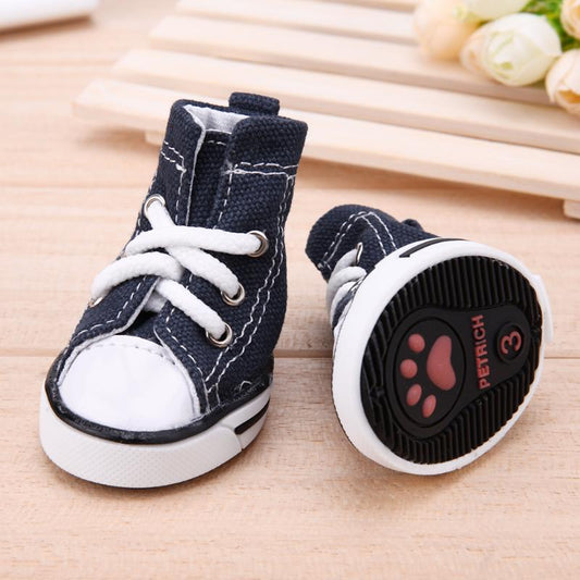 4pcs Denim Pet Dog Shoes Anti-slip Waterproof Sporty Sneakers Booties Breathable Booties For Small Cats Dogs Puppy Dog Shoes