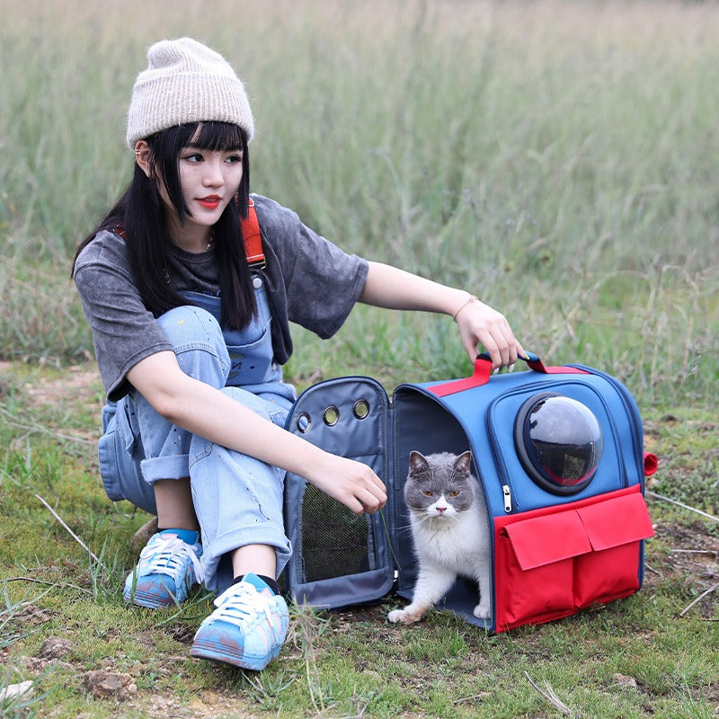 Cat Bag Large Capacity Portable Pet Bag Breathable Backpack Cat Bag Foldable Pet Backpack