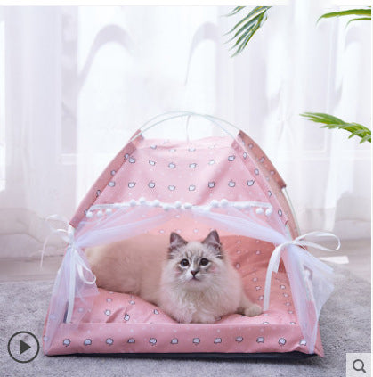 Cat Nest Summer Cat Tent Cat House Semi enclosed Pet Bed Four Seasons Dog Nest Villa Bed Supplies