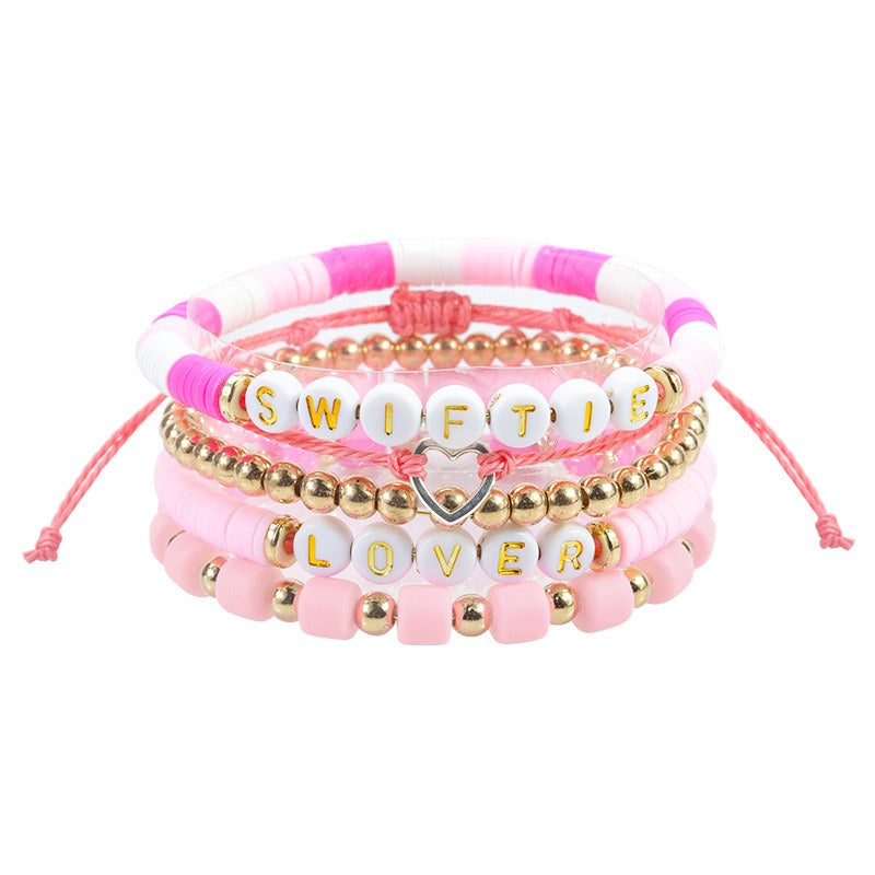 Taylor Fan Bracelet Elastic Personalized Colorful Letter Multi layered Beaded Handicraft Set