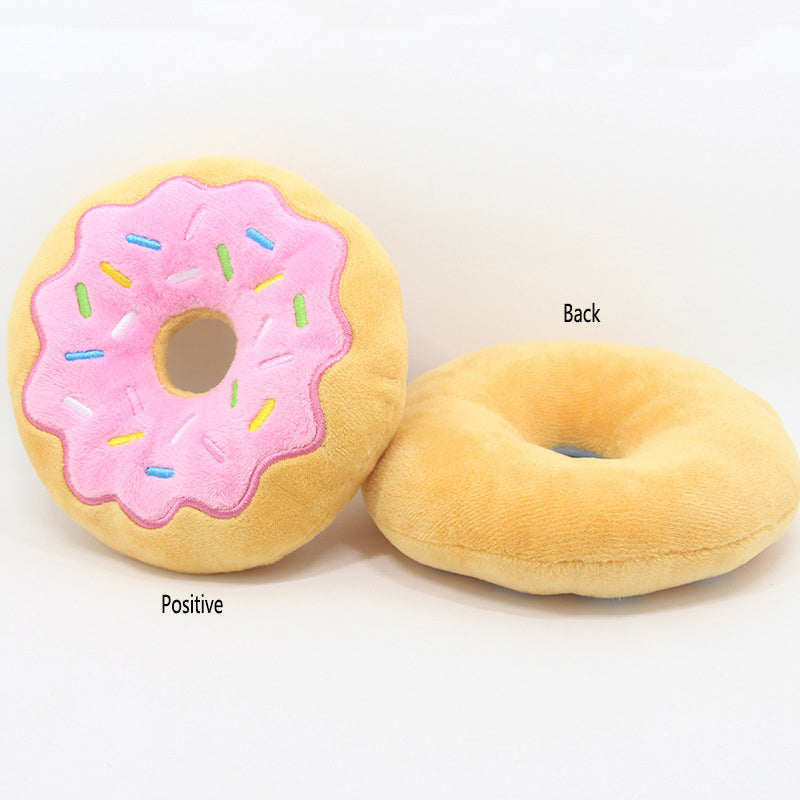 New Donuts Pet Plush Toys 15Cm Donuts Christmas Series Dog Voice Toys