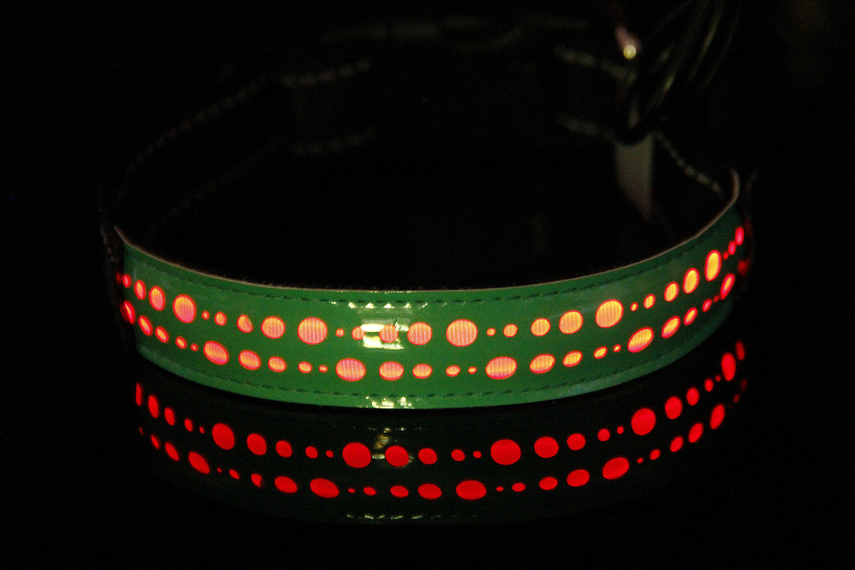 LED Light-Emitting Rechargeable Carved Leather Pet Light-Up Collar