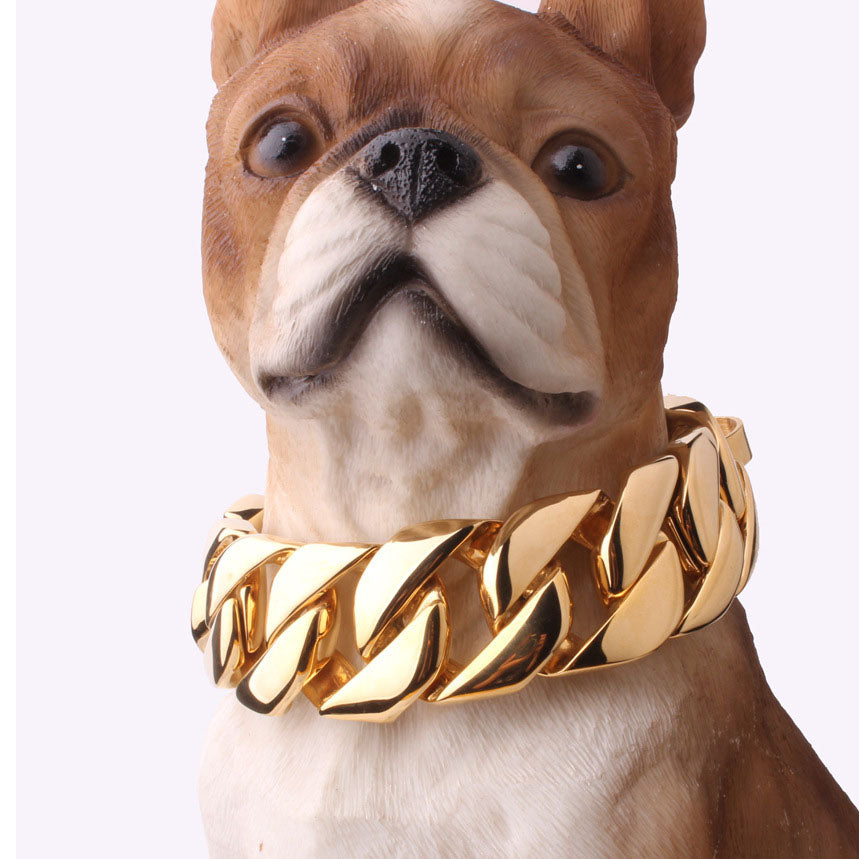 32mm Stainless Steel Dog Collar Dog Necklace Gold Dog Chain Fierce Dog Castro Bully Doberman Bulldog Dog Chain