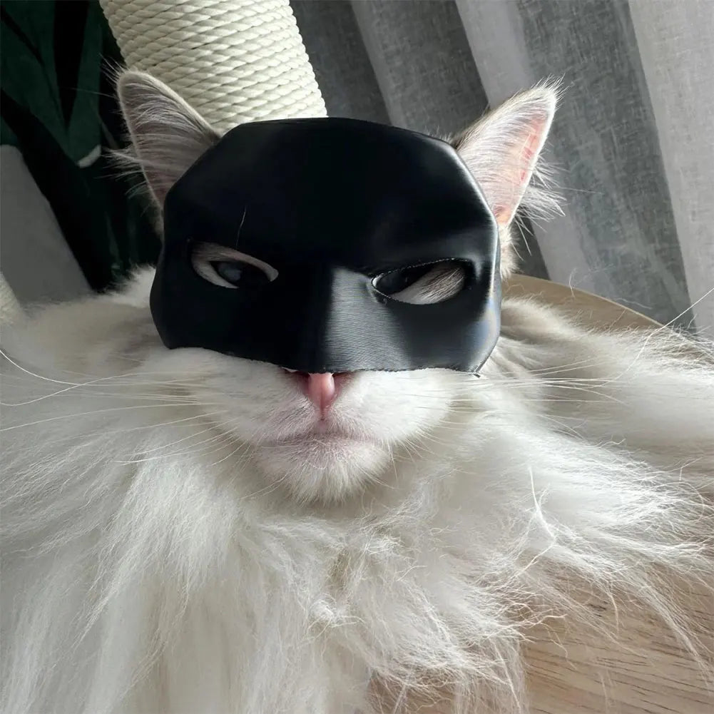 Bat Cat Avenger Mask Creative Black Cat Bat Mask Handmade Half Face Cat Mask Decorative Cat Mask for Halloween Cosplay