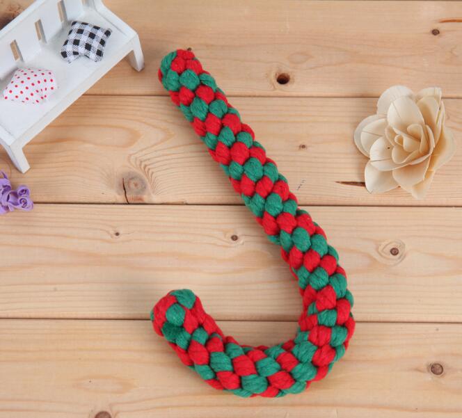 1pcs  Cotton rope crutches Christmas series pet toys dog teeth cleaning and molar toys