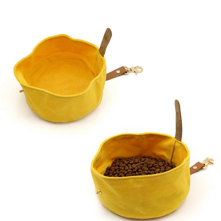 Foldable Waxed Food Tray Portable Pet Tableware Outdoor Pet Travel Canvas Dog Bowl