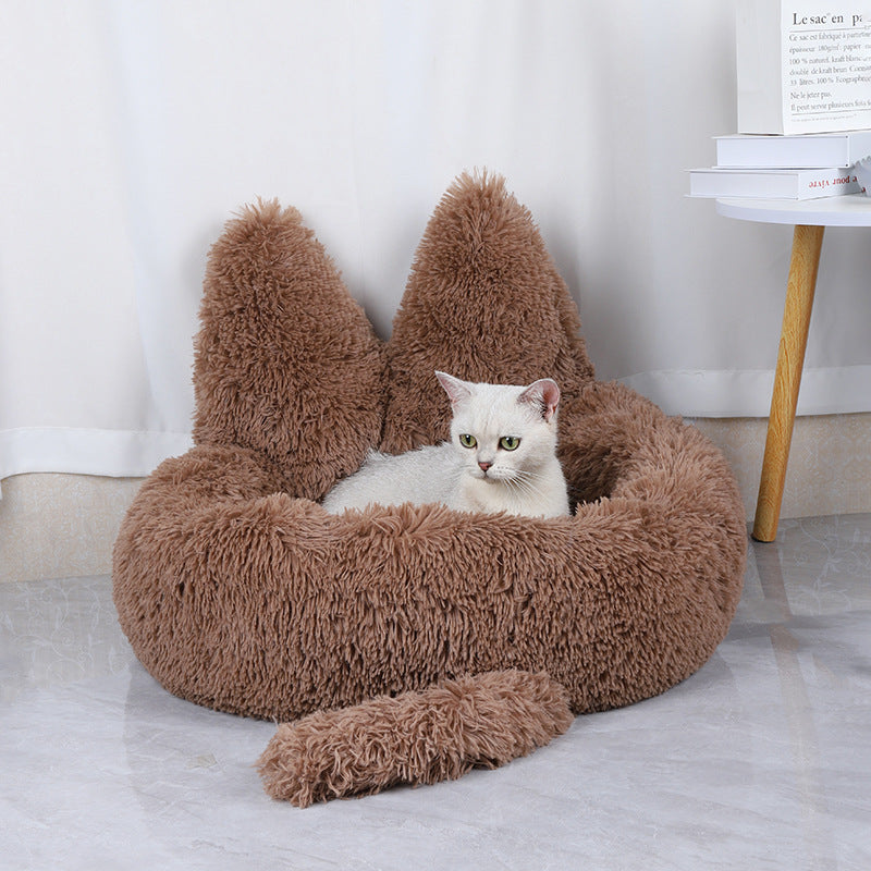 Round Cat House All Season Long Plush Pet House Cat House Warm Pet Supplies Dog Bed Pet Bed Pet Mat